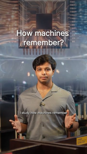 Video frame: a student explaining how machines remember