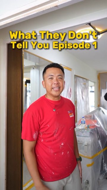 Video frame: a painter in a red shirt introducing an episode of What They Don't Tell You